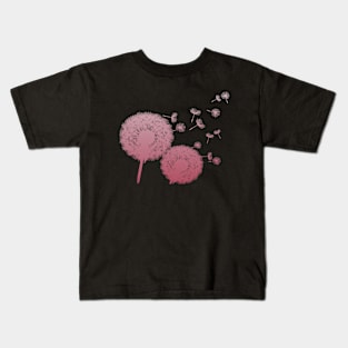 Dandelions In Shades Of Rose Kids T-Shirt